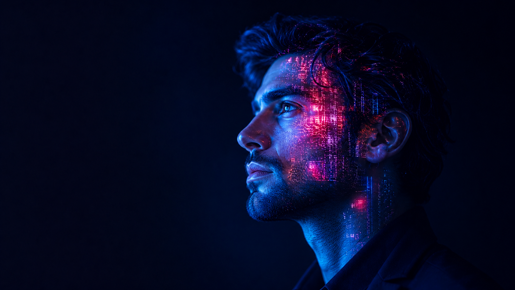 AI-powered financial technology concept portrait
